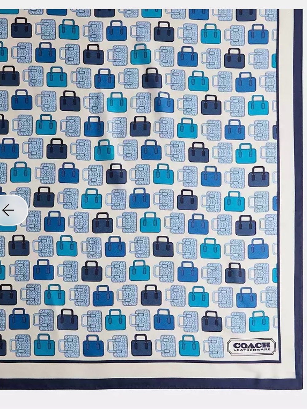 Coach Trompe L’Oeil Bag Print Silk Square Scarf 35” Blue Multicolor NWT
